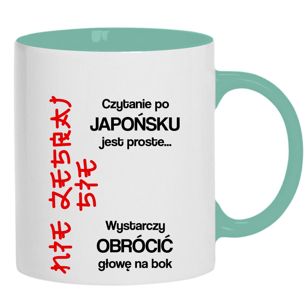 czytanie po japońsku jest proste nie zesraj się kubek ucho kolor kolor miętowo zielony