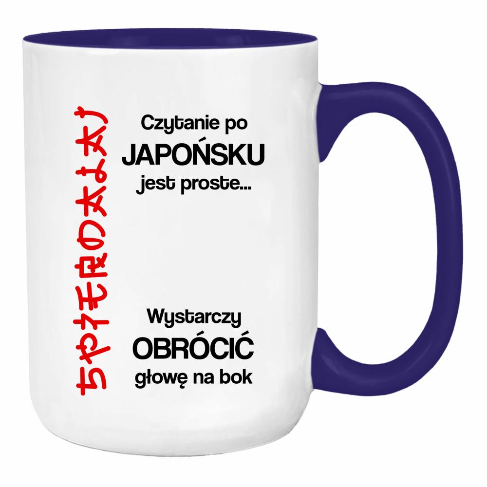 Czytanie po japońsku jest proste spie#dalaj duży kubek ucho kolor kolor navy