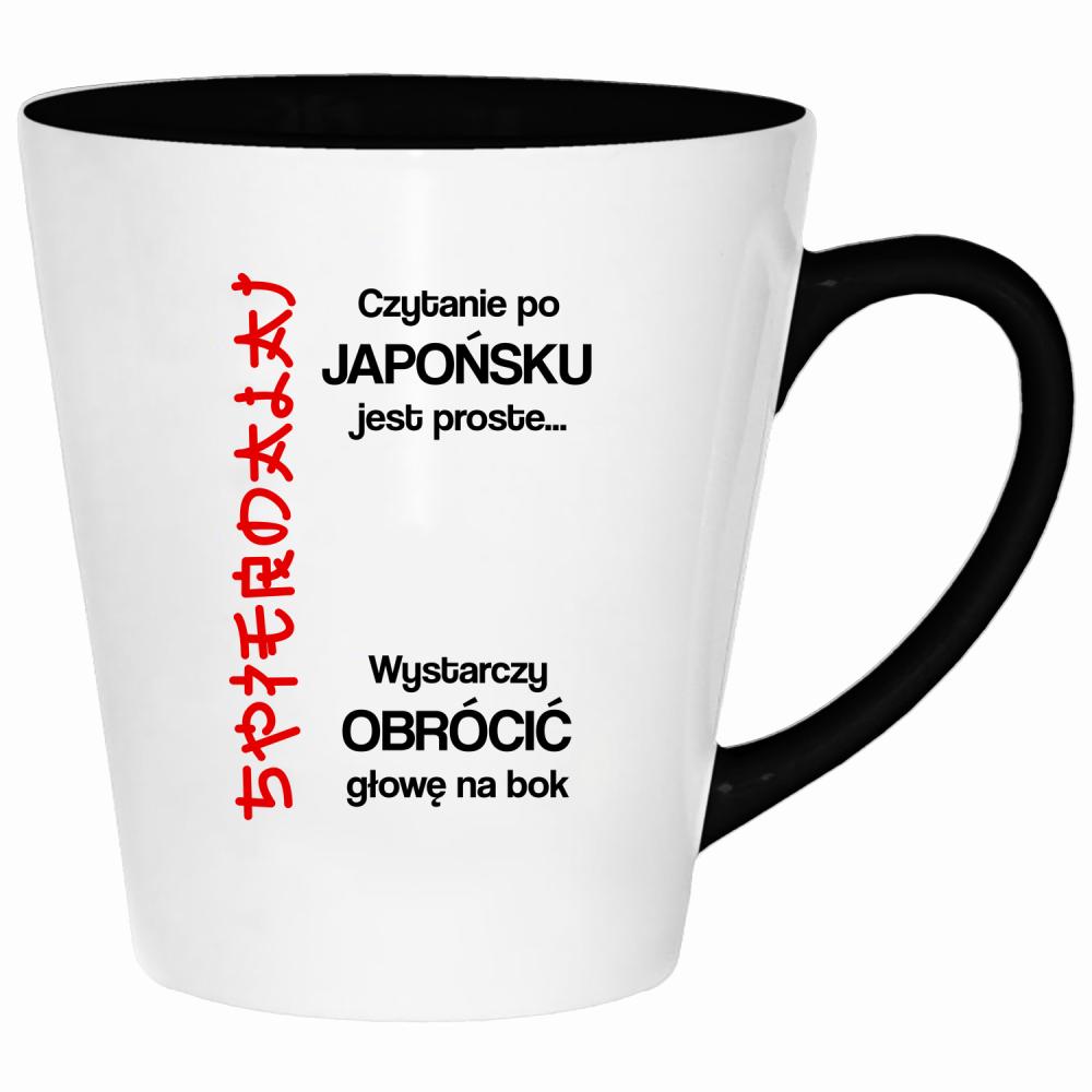 Czytanie po japońsku jest proste spie#dalaj kubek latte kolor biały