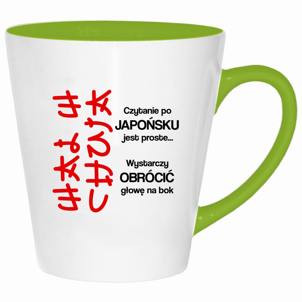 Czytanie po japońsku jest proste wal w ch#ja kubek latte kolor limonka