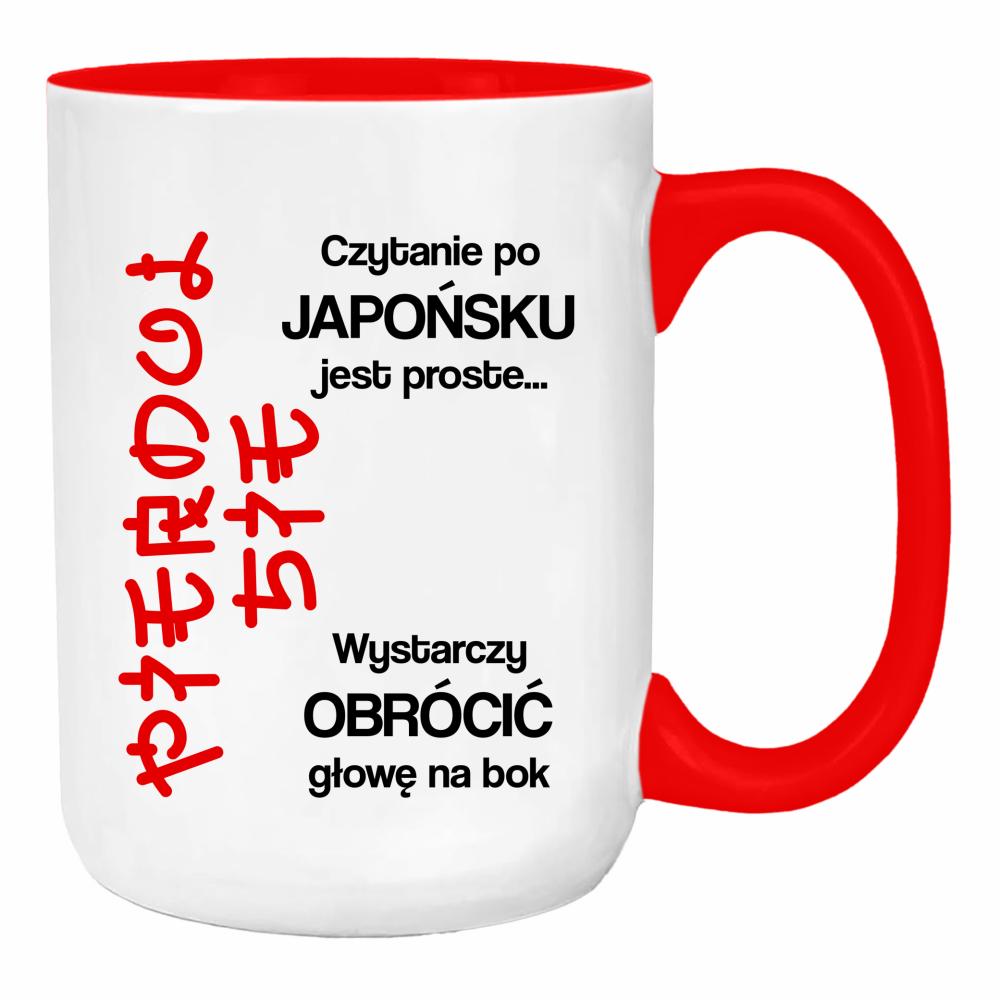 Czytanie po japońsku jest proste duży kubek ucho kolor kolor red