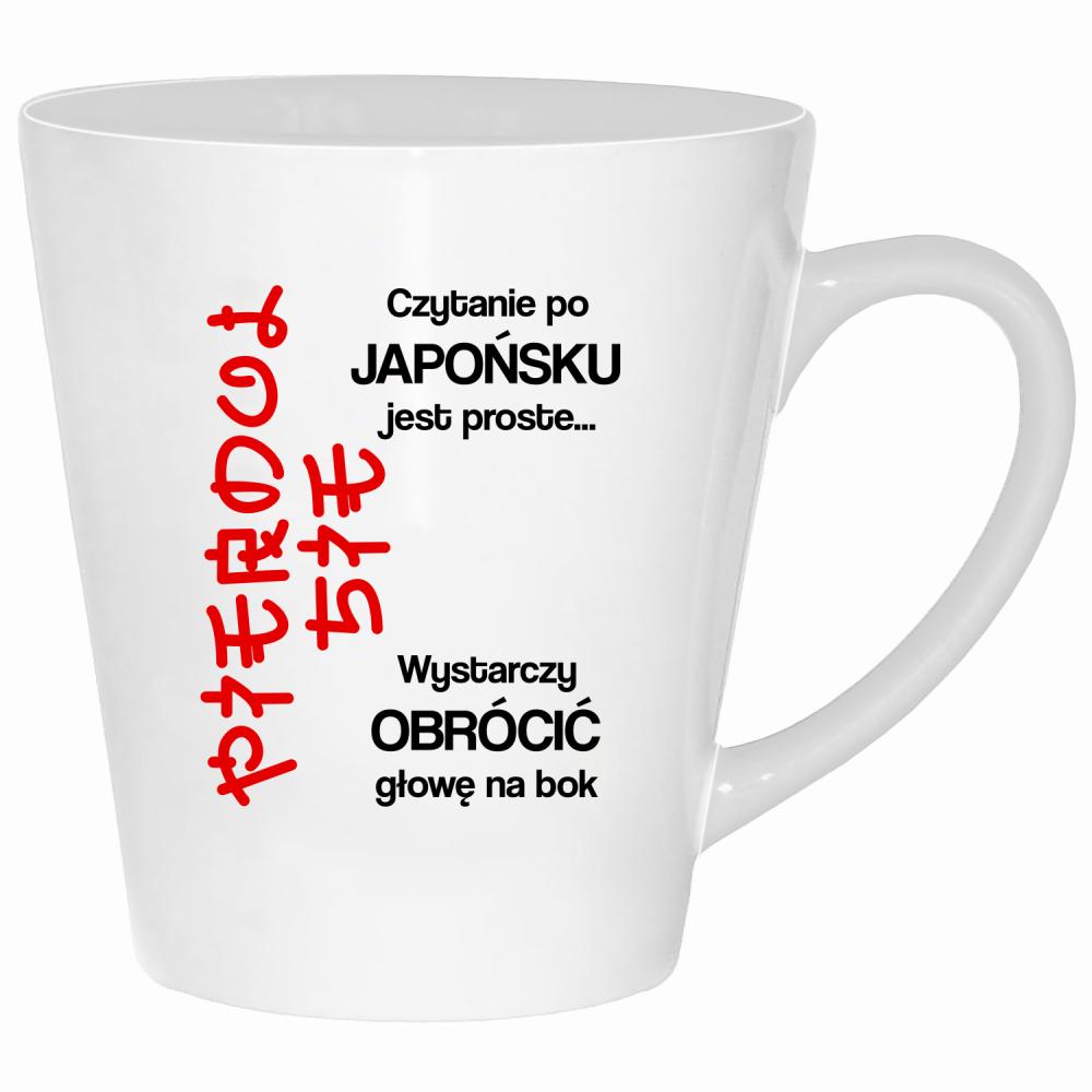 Czytanie po japońsku jest proste kubek latte kolor biały