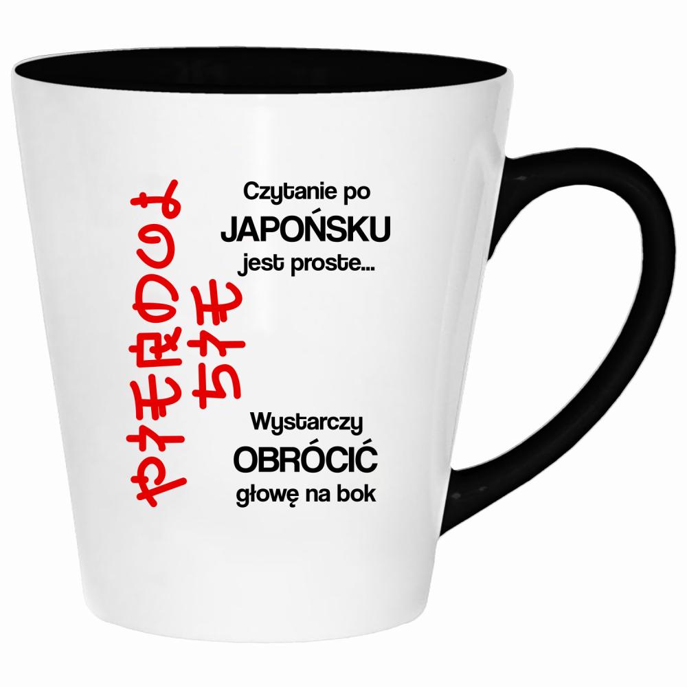 Czytanie po japońsku jest proste kubek latte kolor czarnyy