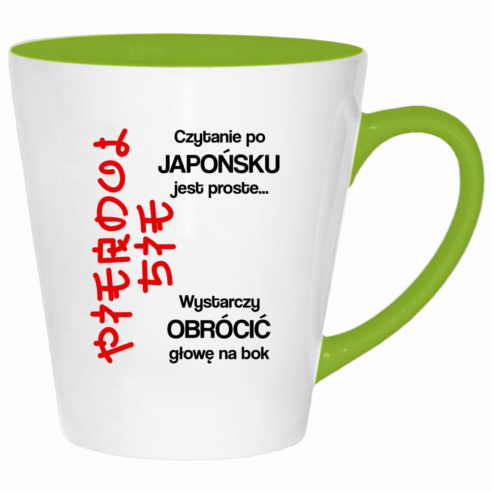 Czytanie po japońsku jest proste kubek latte kolor limonka