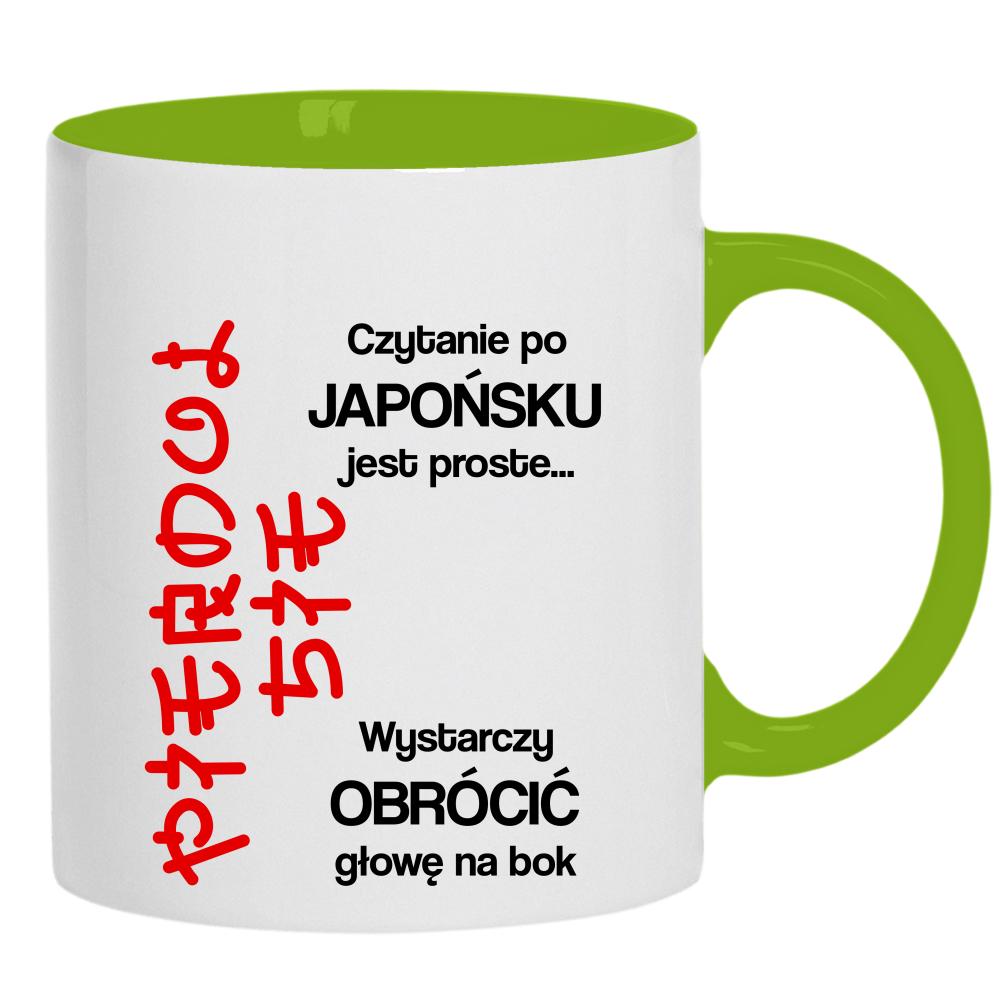 Czytanie po japońsku jest proste kubek ucho kolor kolor zielony