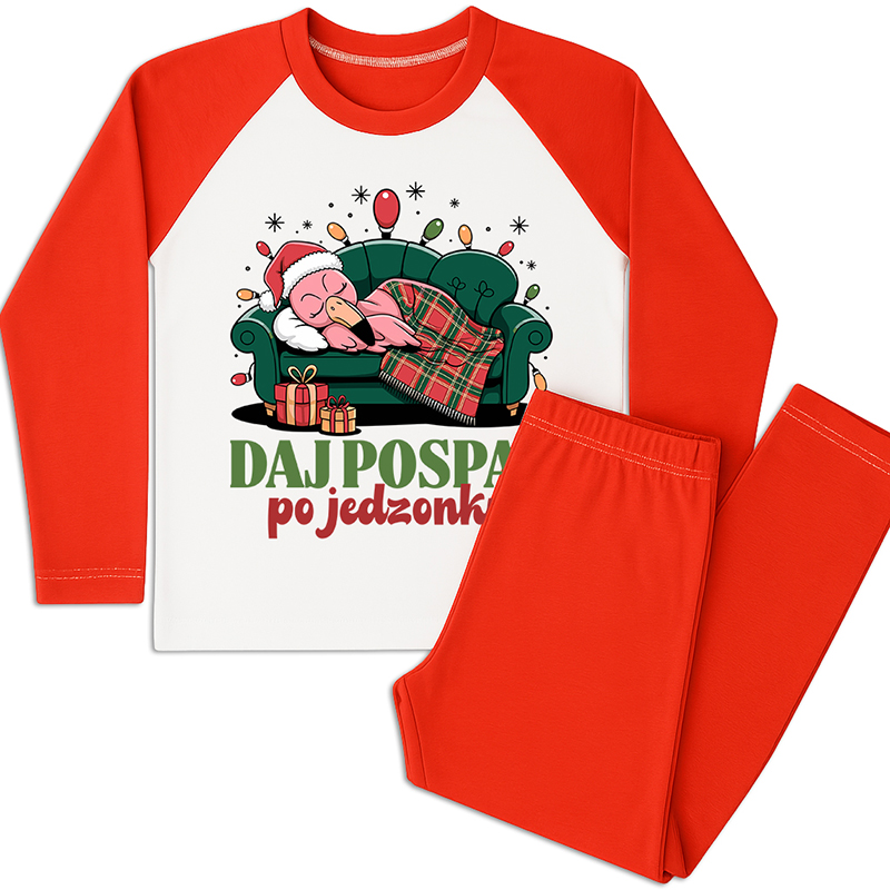 Daj pospać po jedzonku piżama dziecięca kolor czerwony