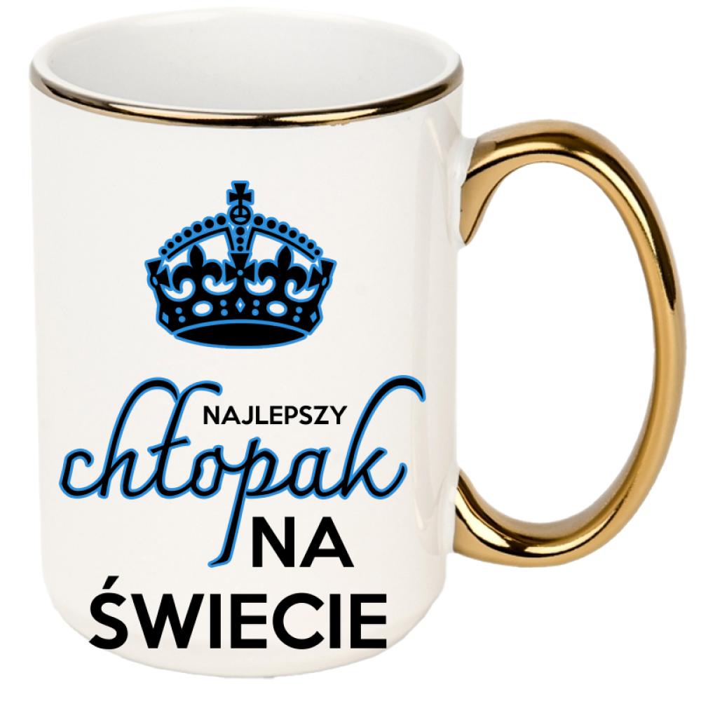 Dla najlepszego chłopaka na świecie! kubek xxl złoty rant i ucho kolor zielony