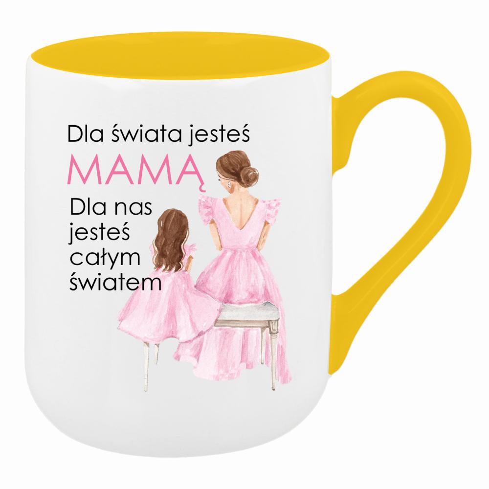 Dla świata jesteś mamą kubek coffee kolor żółty