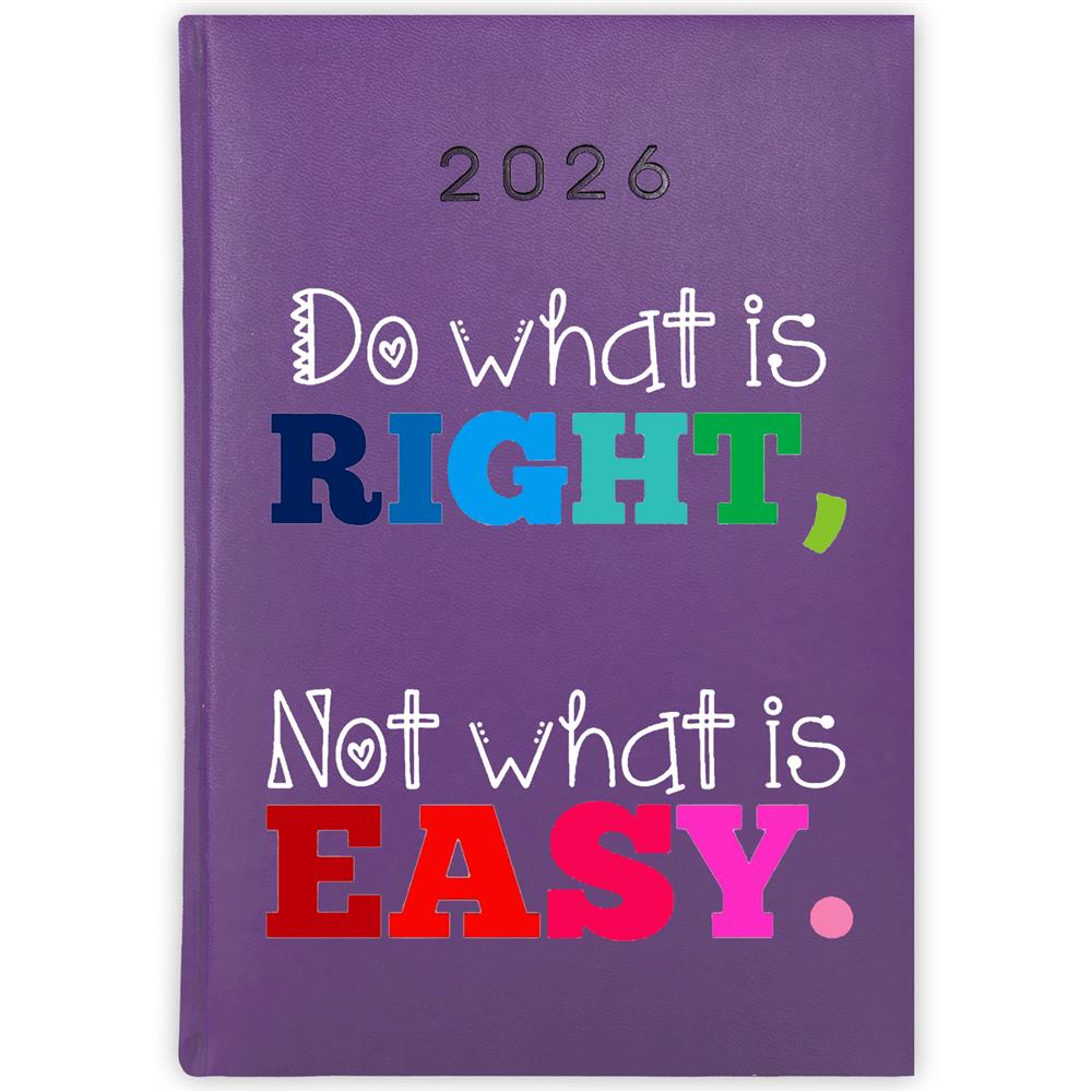Do what is right, not what is easy kalendarz książkowy a5 2026 kolor fioletowy
