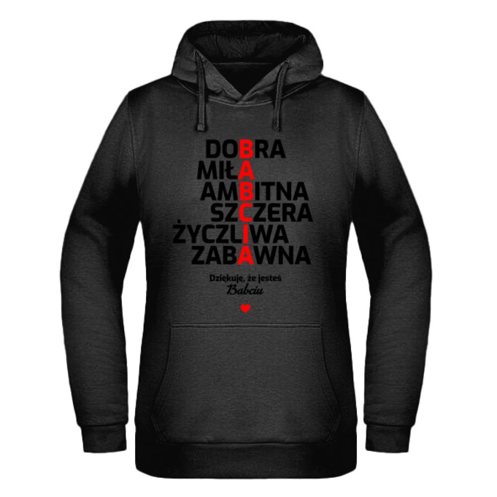 Dobra Miła Ambitna Babcia bluza damska z kapturem kolor navy