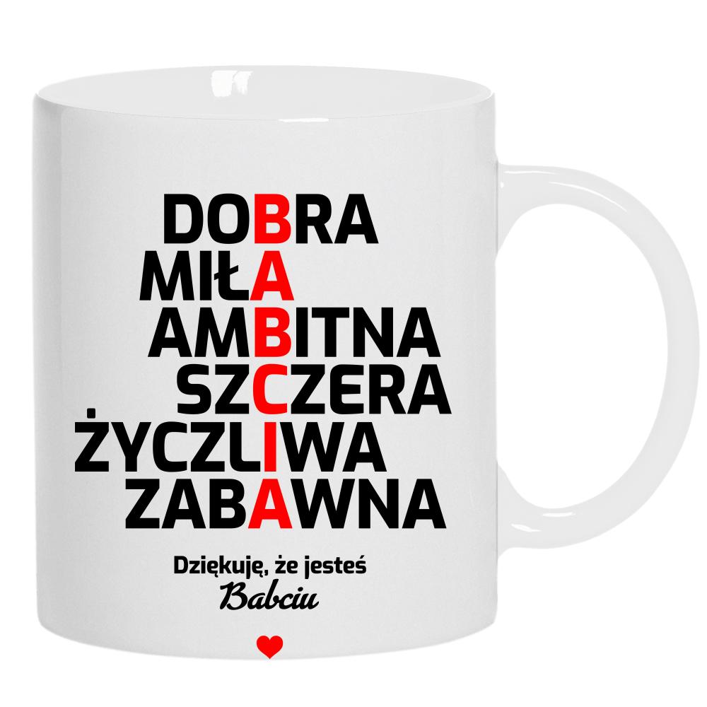 Dobra Miła Ambitna Babcia kubek ucho kolor kolor biały