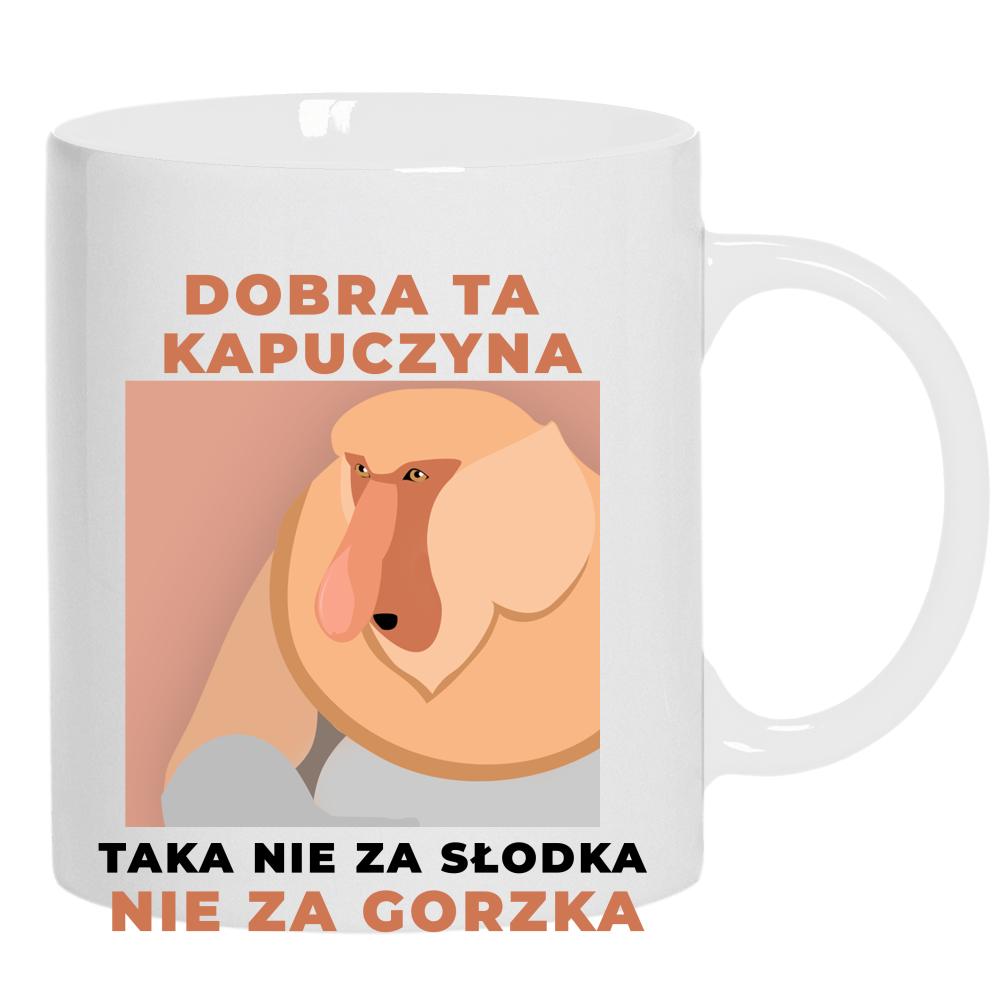 Dobra ta kapuczyna nie za słodka nie za gorzka kubek ucho kolor kolor biały