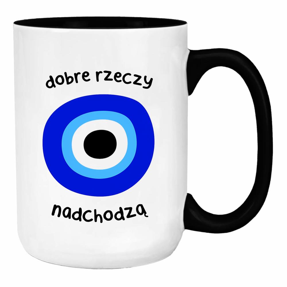 Dobre rzeczy nadchodzą duży kubek ucho kolor kolor miętowo zielony