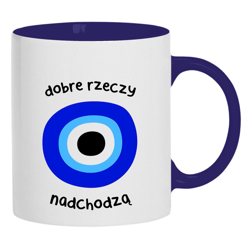 Dobre rzeczy nadchodzą kubek ucho kolor kolor navy