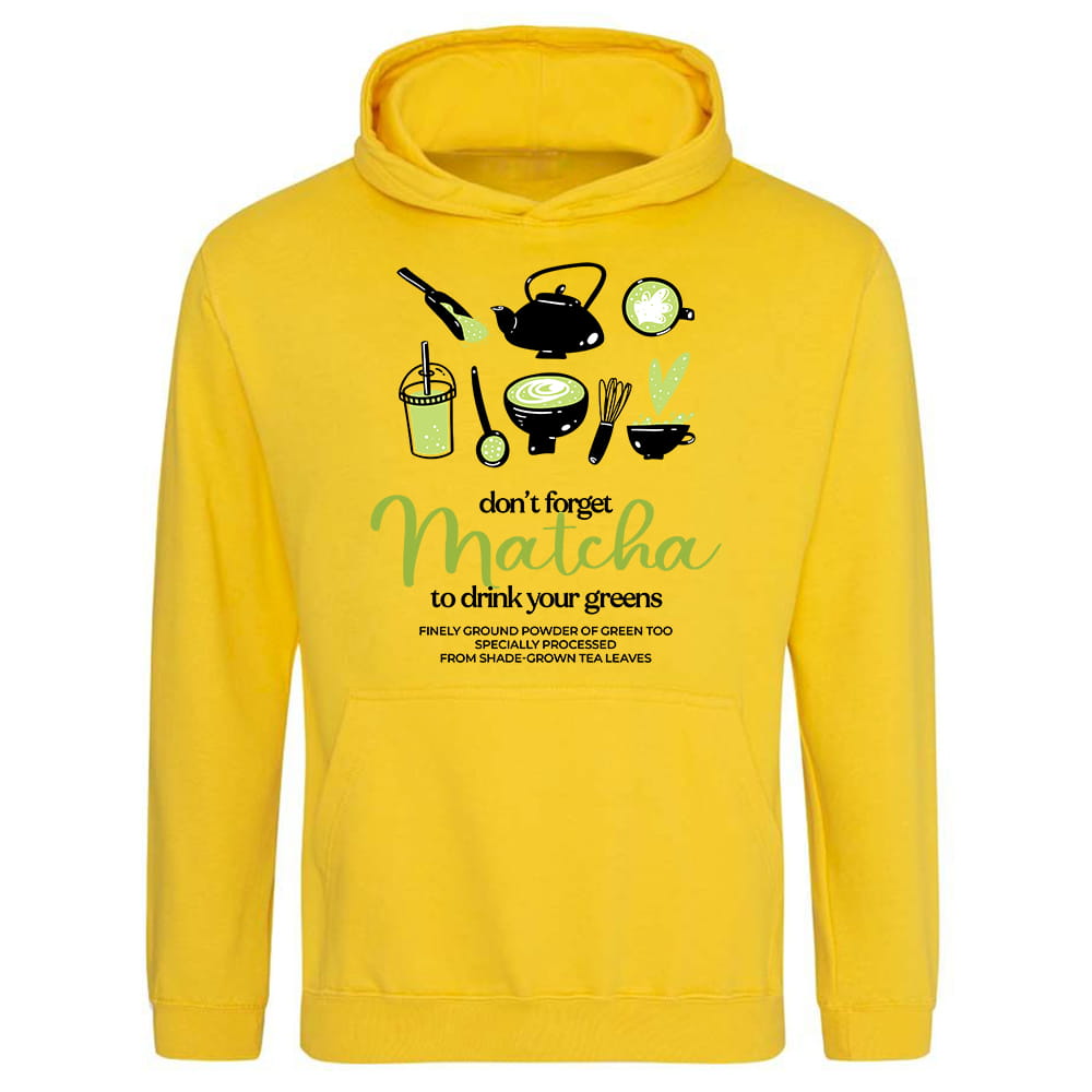 DON'T FORGET MATCHA bluza damska z kapturem kolor sun yellow