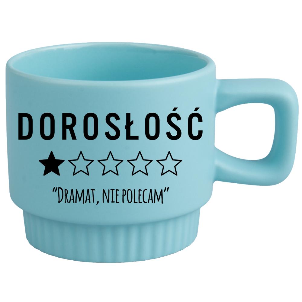Dorosłość – dramat, nie polecam kubek ryflowany niebieski kolor niebieski matowy