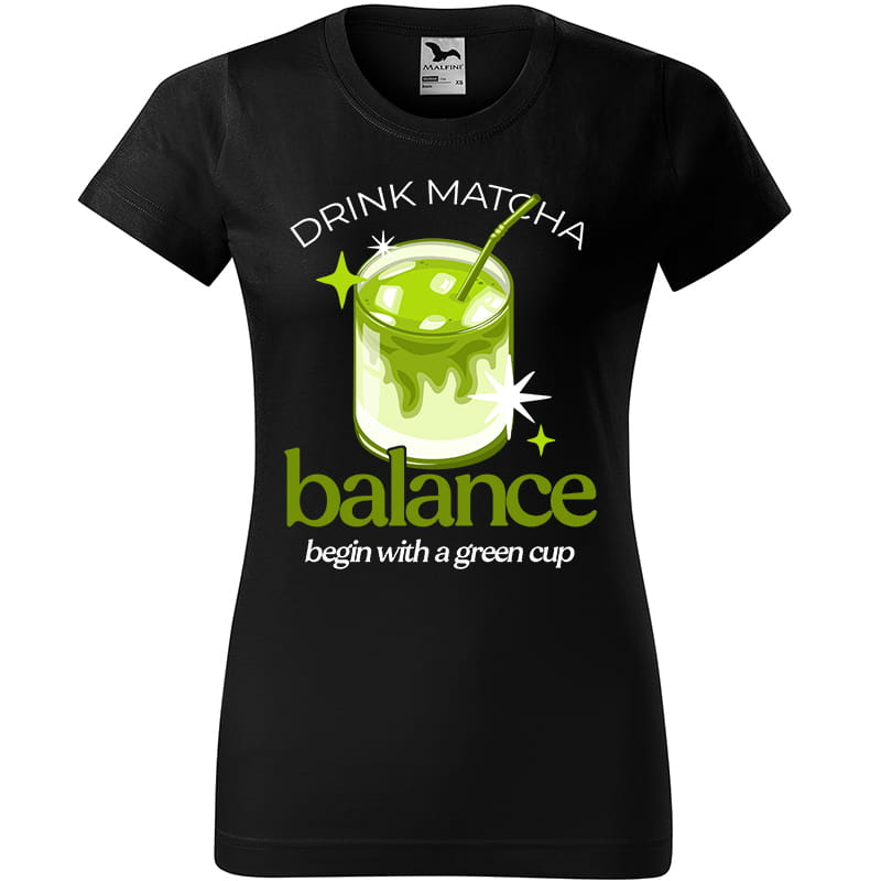 DRINK MATCHA – BALANCE koszulka damska kolor czarny