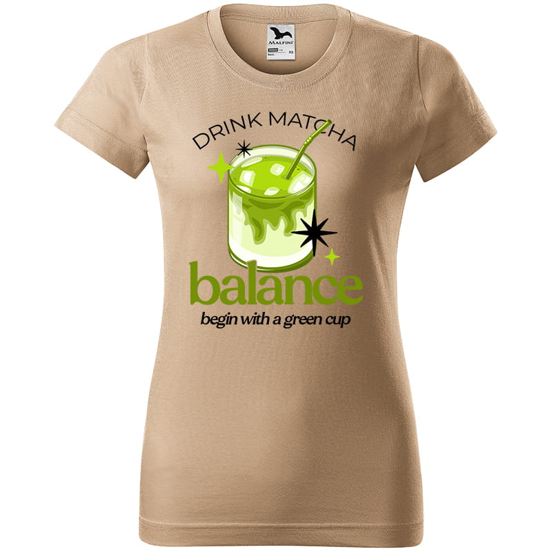DRINK MATCHA – BALANCE koszulka damska kolor koszulka piaskowy