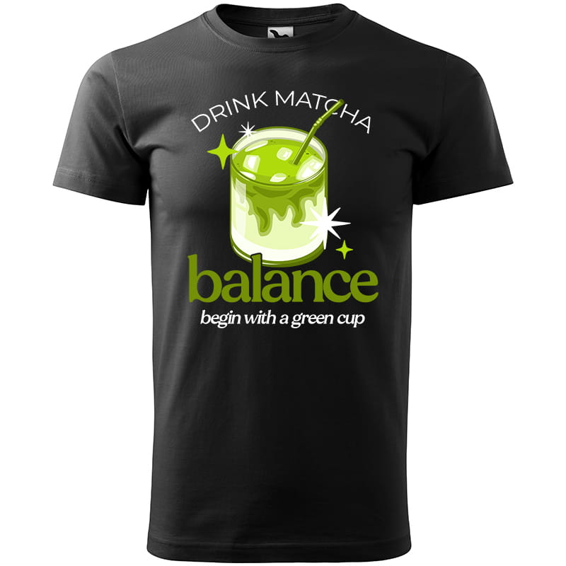 DRINK MATCHA – BALANCE koszulka męska kolor czarny