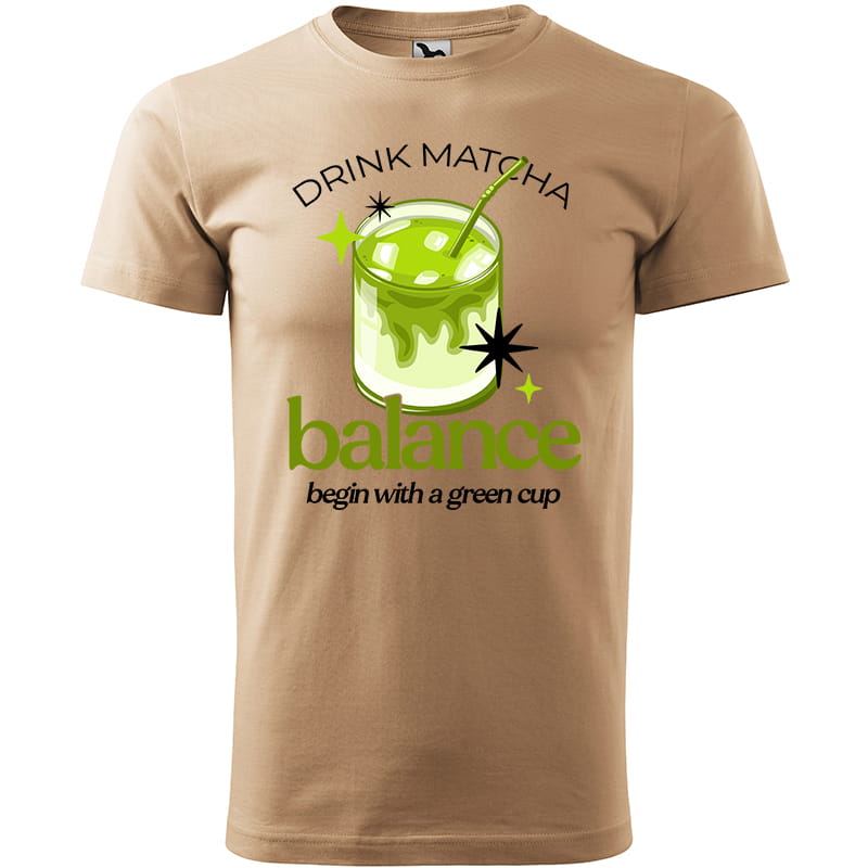 DRINK MATCHA – BALANCE koszulka męska kolor koszulka piaskowy