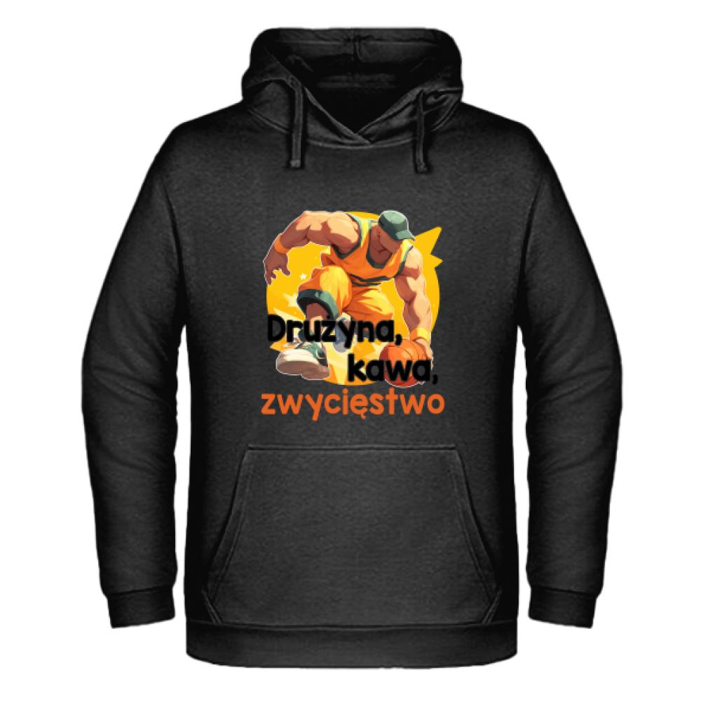 Drużyna, kawa, zwycięstwo bluza męska z kapturem