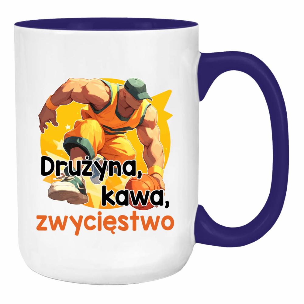 Drużyna, kawa, zwycięstwo duży kubek ucho kolor kolor navy