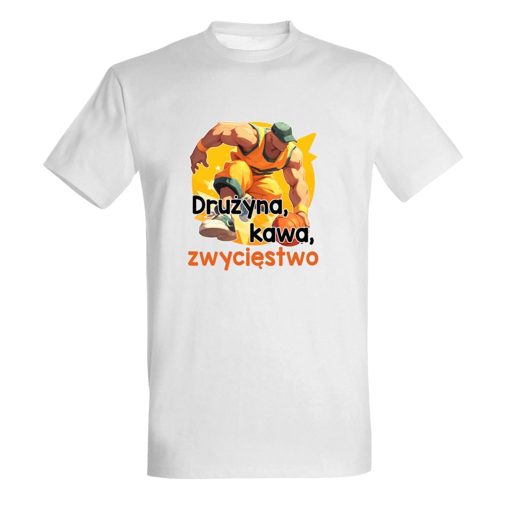 Drużyna, kawa, zwycięstwo koszulka męska