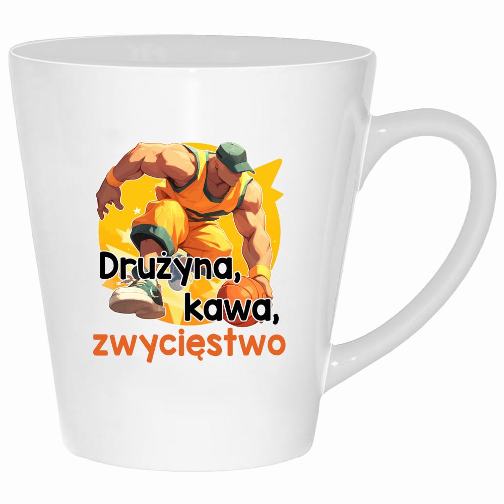 Drużyna, kawa, zwycięstwo kubek latte