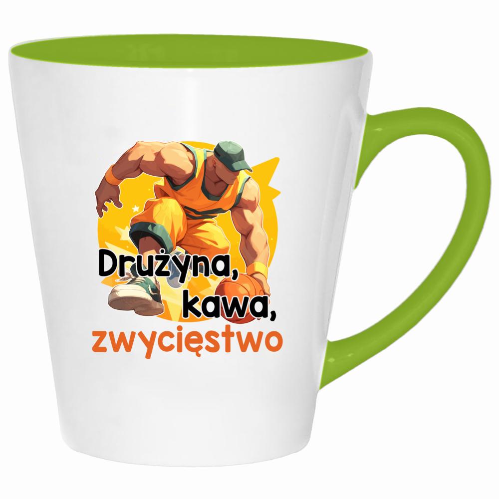 Drużyna, kawa, zwycięstwo kubek latte kolor limonka