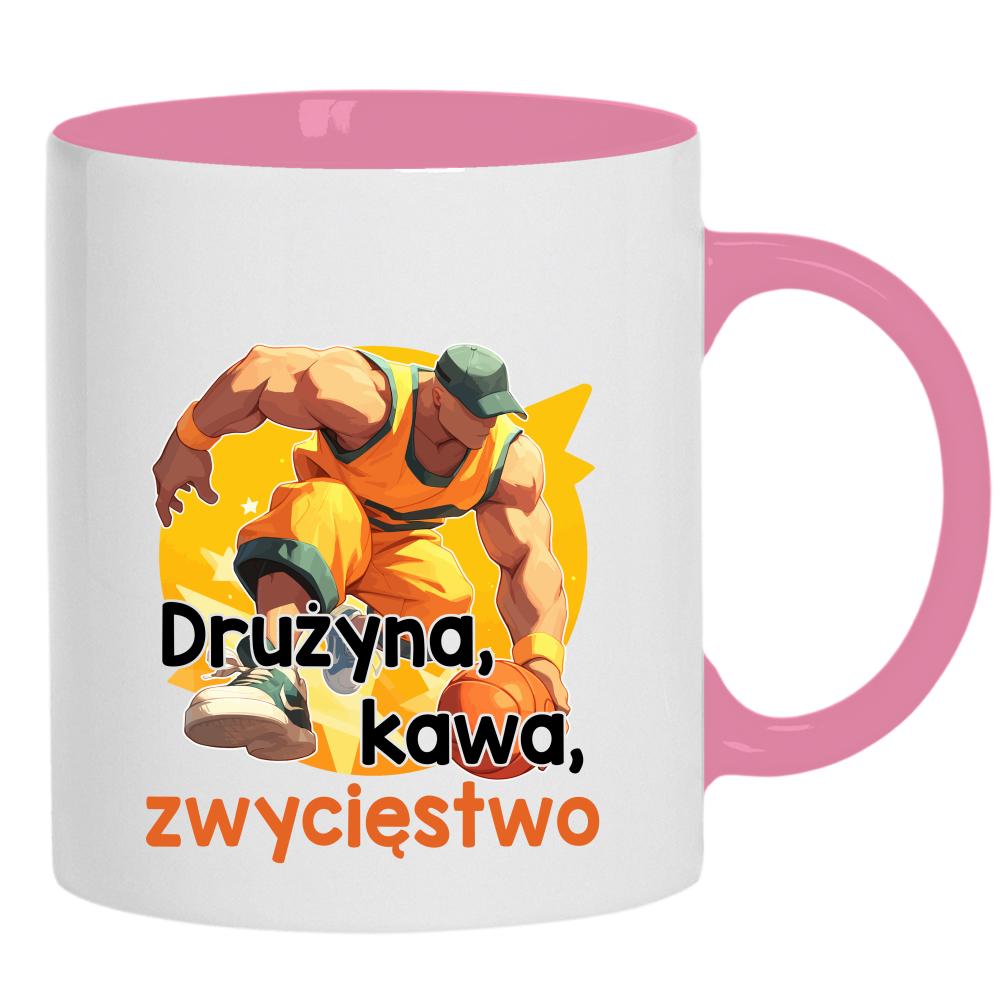 Drużyna, kawa, zwycięstwo kubek ucho kolor kolor różowy