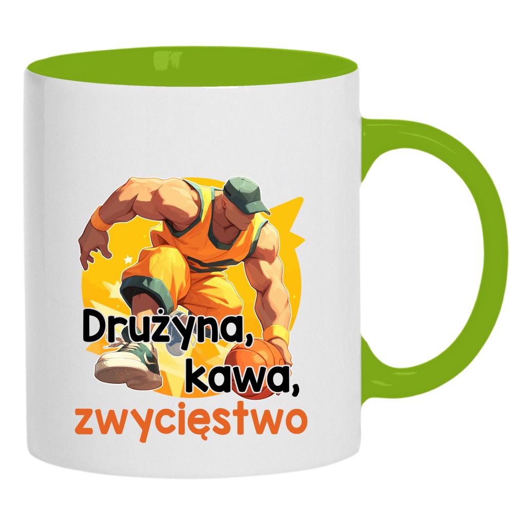 Drużyna, kawa, zwycięstwo kubek ucho kolor kolor zielony