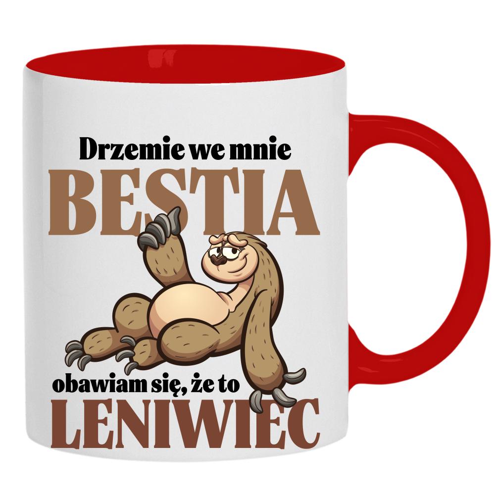 Drzemie we mnie bestia obawiam się to leniwiec kubek ucho kolor