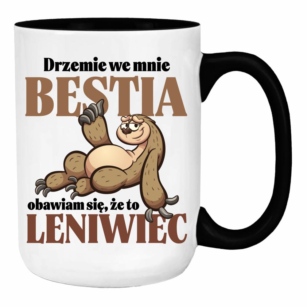 Drzemie we mnie bestia obawiam się to leniwiec duży kubek ucho kolor kolor biały