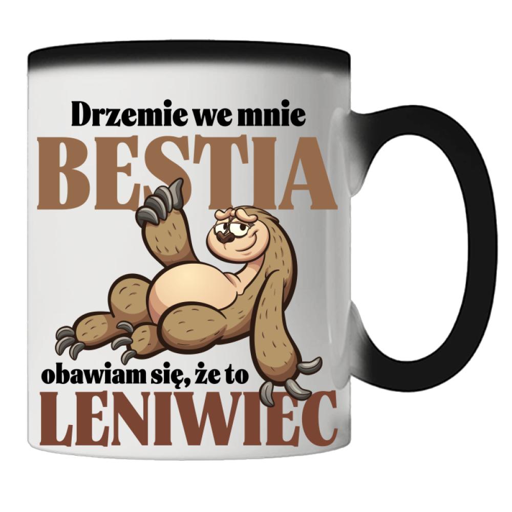 Drzemie we mnie bestia obawiam się to leniwiec kubek magiczny kolor red