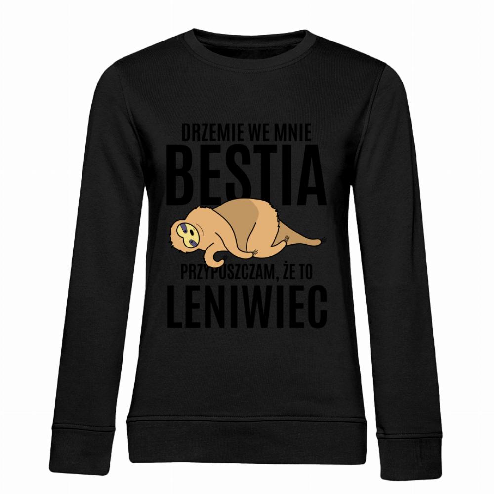 Drzemie we mnie Bestia bluza damska bez kaptura kolor różowy