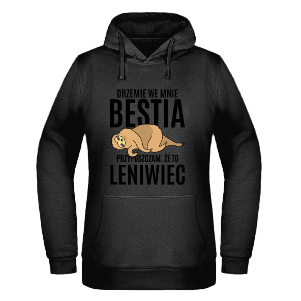 Drzemie we mnie Bestia bluza damska z kapturem kolor czarnyy
