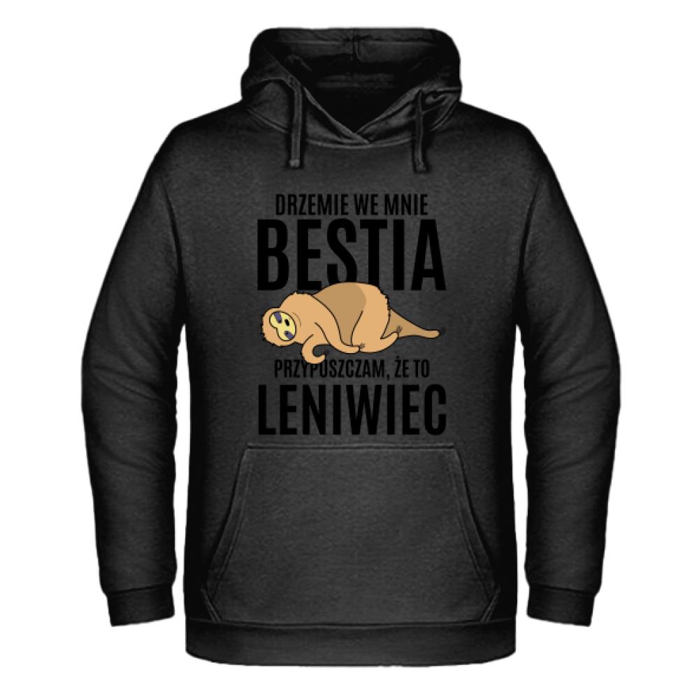 Drzemie we mnie Bestia bluza męska z kapturem kolor navy