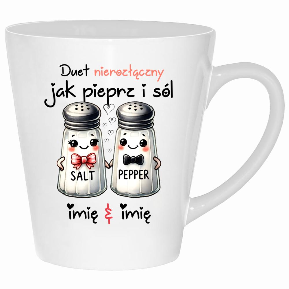 DUET NIEROZŁĄCZNY JAK PIEPRZ I SÓL kubek latte kolor biały