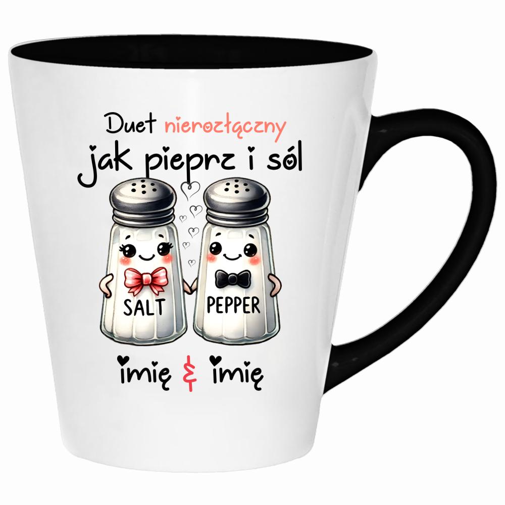 DUET NIEROZŁĄCZNY JAK PIEPRZ I SÓL kubek latte kolor biały