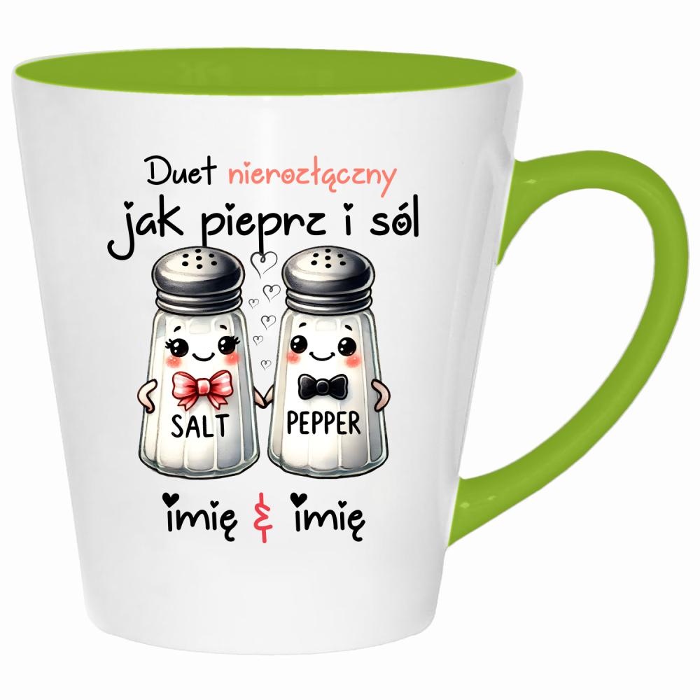 DUET NIEROZŁĄCZNY JAK PIEPRZ I SÓL kubek latte kolor limonka