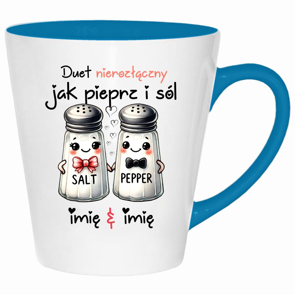 DUET NIEROZŁĄCZNY JAK PIEPRZ I SÓL kubek latte kolor turkus