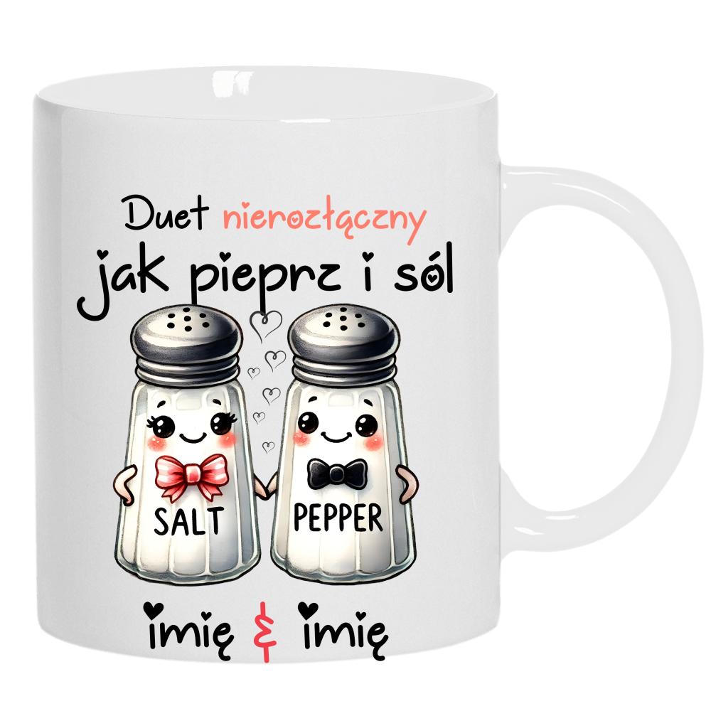 DUET NIEROZŁĄCZNY JAK PIEPRZ I SÓL kubek ucho kolor kolor biały