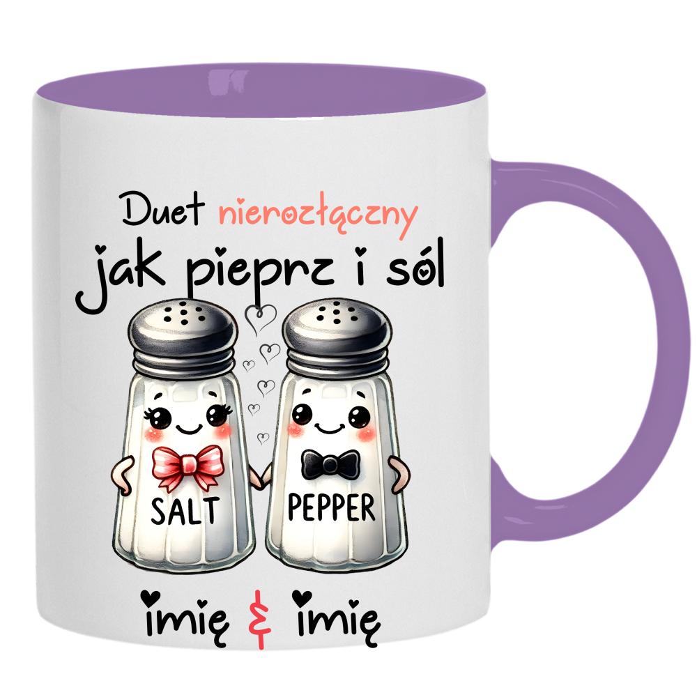 DUET NIEROZŁĄCZNY JAK PIEPRZ I SÓL kubek ucho kolor kolor jasnofioletowy