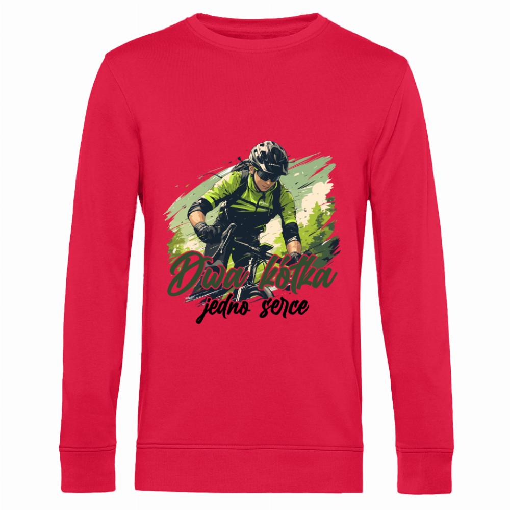 Dwa kółka, jedno serce bluza męska bez kaptura kolor czerwony