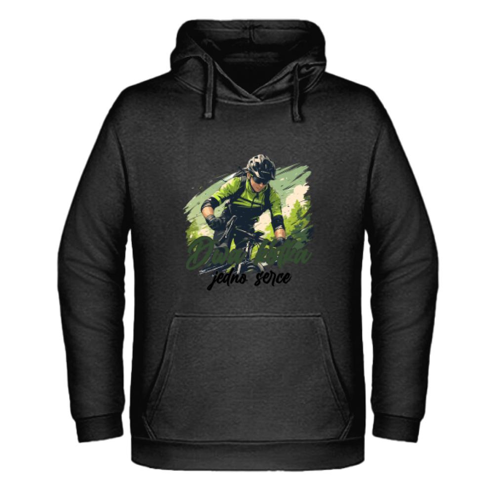 Dwa kółka, jedno serce bluza męska z kapturem kolor różowy