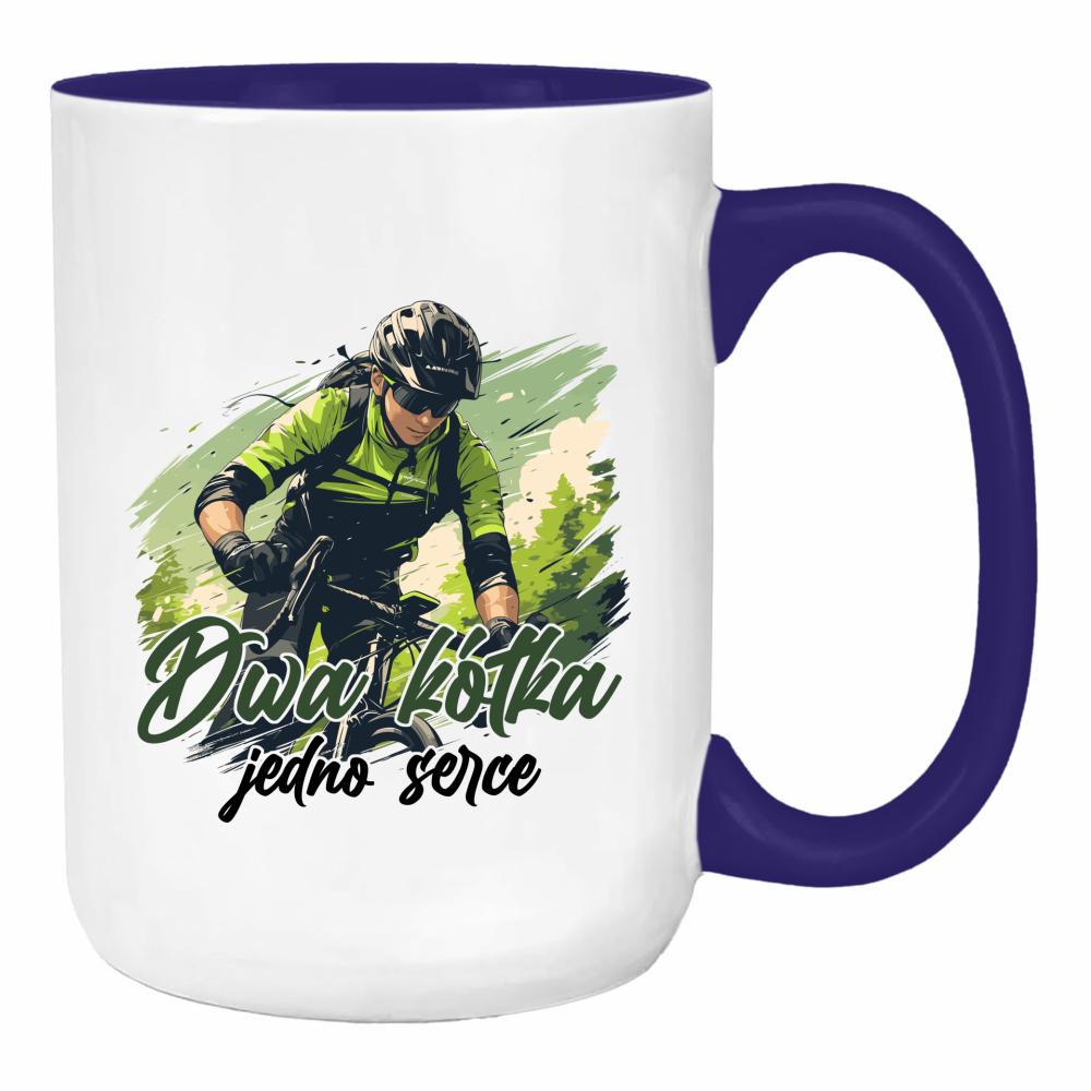 Dwa kółka, jedno serce duży kubek ucho kolor kolor navy