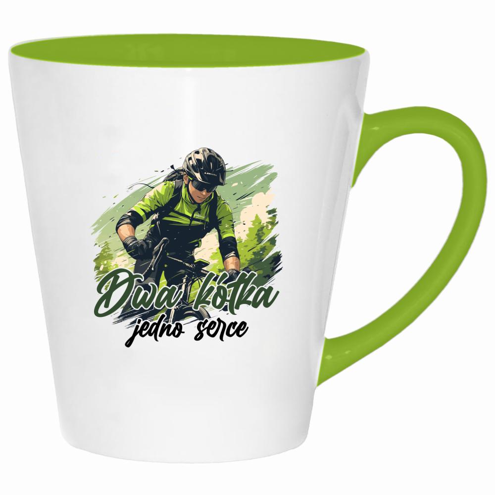 Dwa kółka, jedno serce kubek latte kolor limonka