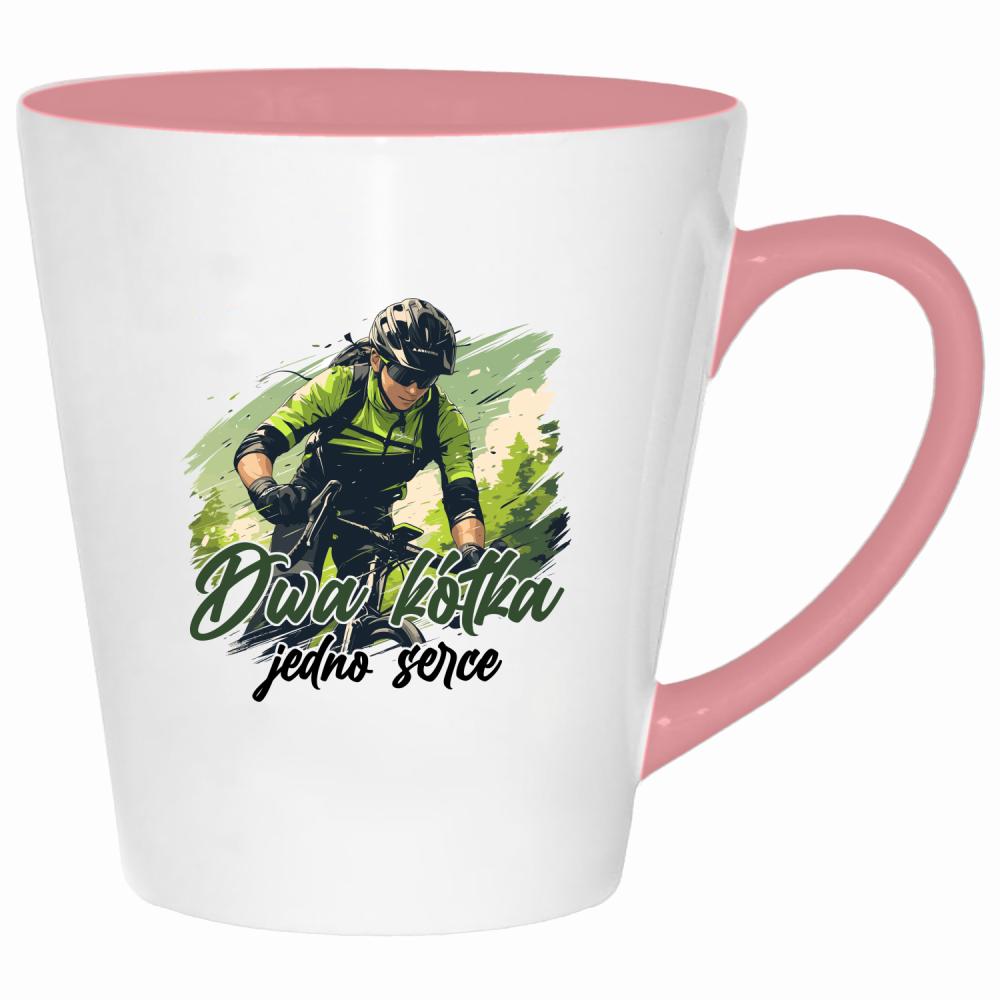 Dwa kółka, jedno serce kubek latte kolor pink