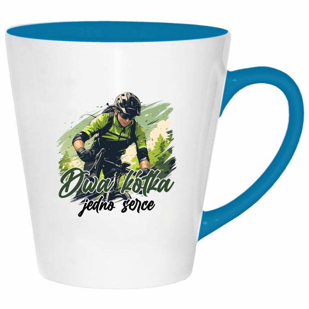 Dwa kółka, jedno serce kubek latte kolor turkus