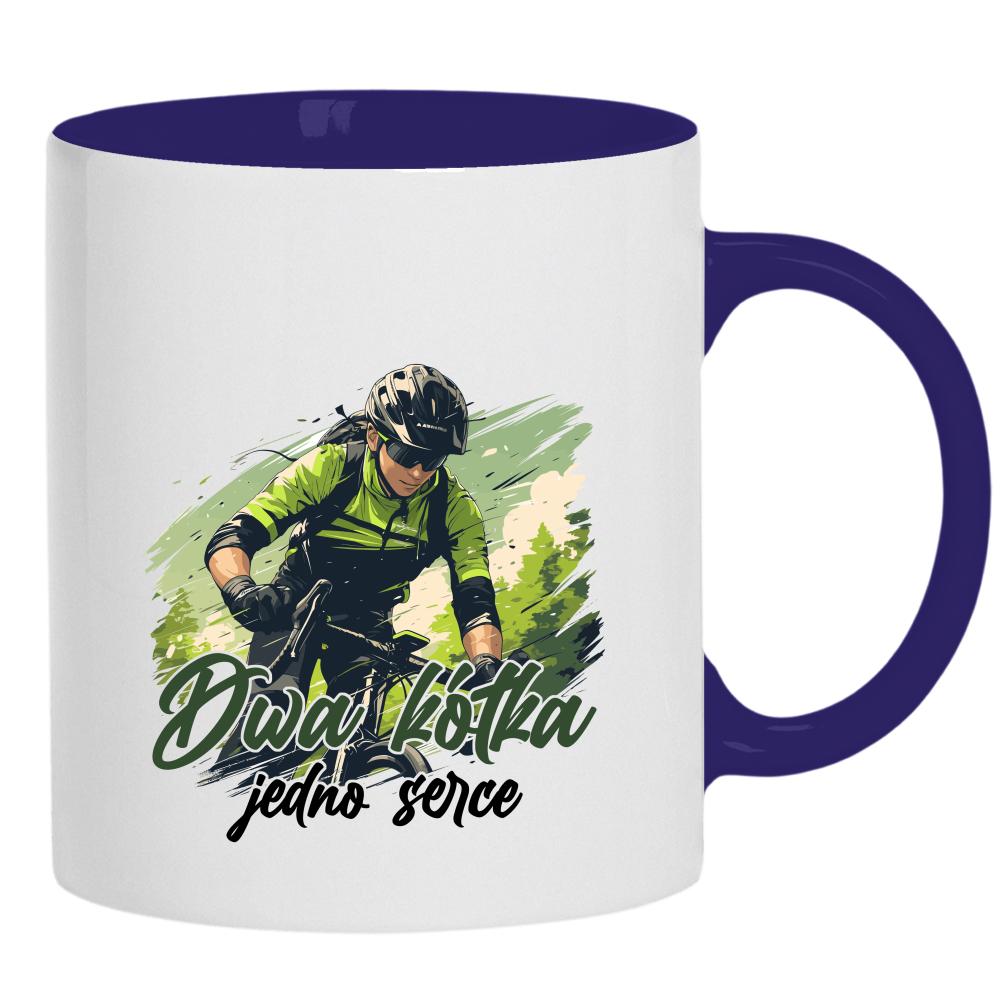 Dwa kółka, jedno serce kubek ucho kolor kolor navy